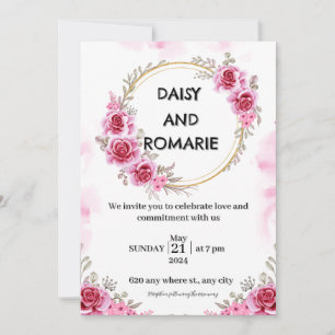 Pink Gold Free Wedding Invitation