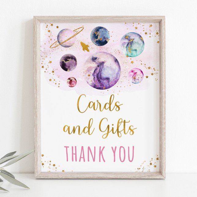 Pink Gold Galaxy Space Gifts Birthday Sign (Creator Uploaded)