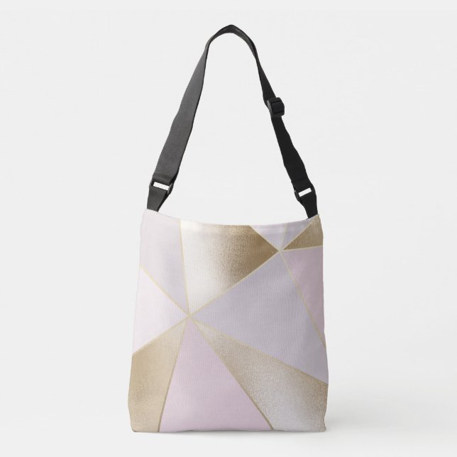 Pink Gold Geometric Crossbody Bag (Front)