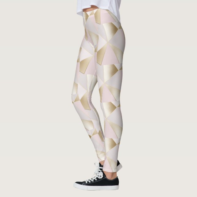 Pink Gold Geometric Leggings (Left)