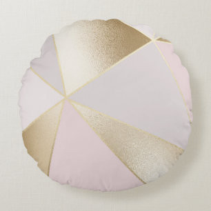 Pink Gold Geometric Round Cushion