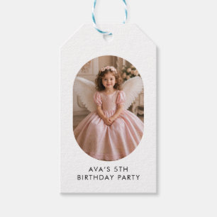 Pink Gold Girl 5th Birthday Favour Tags
