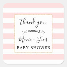 Pink Gold girl baby shower favour thank you sticke