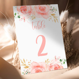 Pink & Gold Girl Baby Shower Table Number
