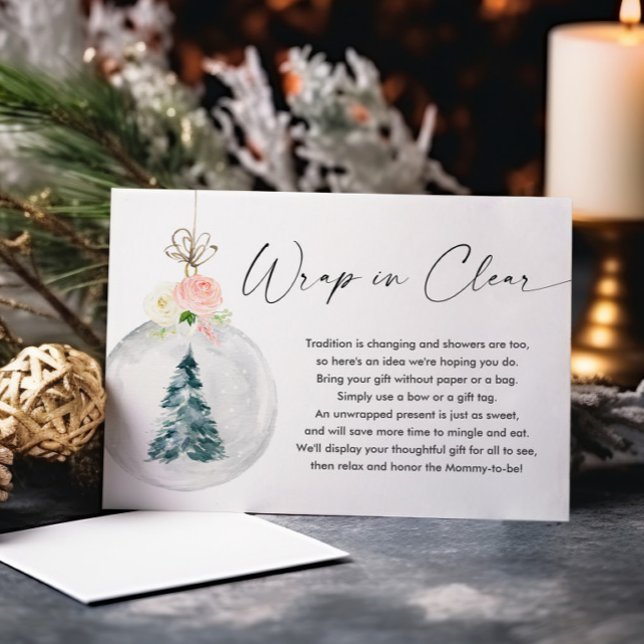 Pink gold girl Christmas tree display shower Enclosure Card (Creator Uploaded)