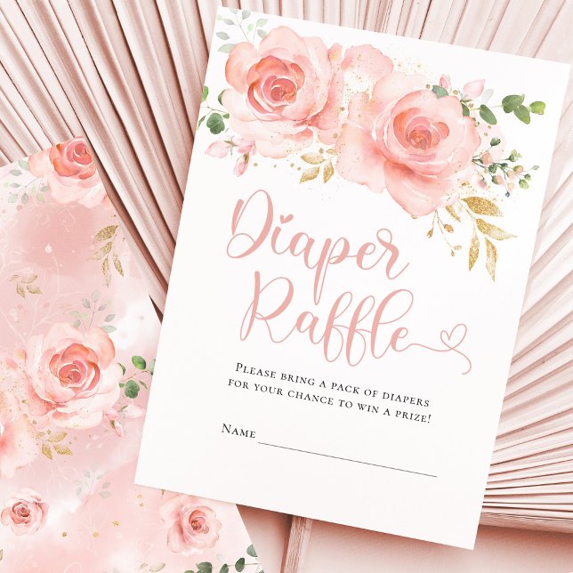Pink & Gold Girl Diaper Raffle Enclosure Card (Creator Uploaded)