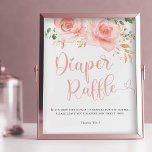 Pink & Gold Girl Diaper Raffle Sign<br><div class="desc">A Sweet Baby Girl Is On The Way! Celebrate the upcoming arrival of your new bundle of joy with my chic blush and pink watercolor floral baby shower diaper raffle sign. Featuring beautiful blush and pink watercolor flowers. Personalise this joyful invitation with your party details easily and quickly; press the...</div>