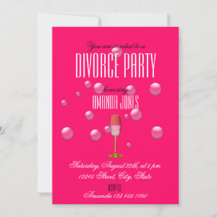 Pink Gold Girly Champagne Divorce Party Invitation