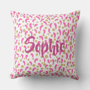Pink Gold Girly Glam Personalised Throw Pillow