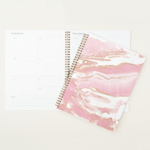 Pink & Gold Girly Marble Daily Planner - Spiral