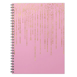 Pink Gold Glam Confetti Stripes Dots Notebook