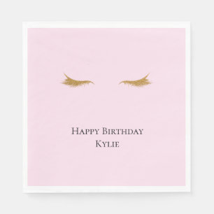 Pink Gold Glam Glitter Eyelashes Napkin