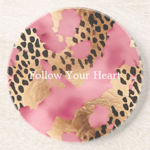 Pink Gold Glam Leopard Coaster