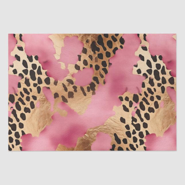 Pink Gold Glam Leopard Tissue Paper (Front)