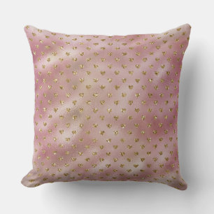 Pink Gold Glam Ombre Gold Glitter Hearts Cushion
