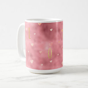 Pink Gold Glam Watercolor Love Hearts Coffee Mug