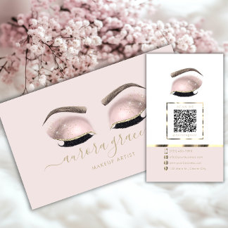 Pink Gold Glamor Makeup Artist Business Card