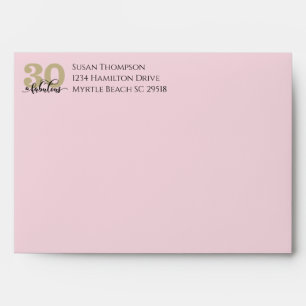 Pink Gold Glitter 30 and Fabulous Birthday Party E Envelope