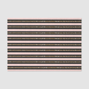 Pink Gold Glitter & Black Stripes Birthday Party Tissue Paper