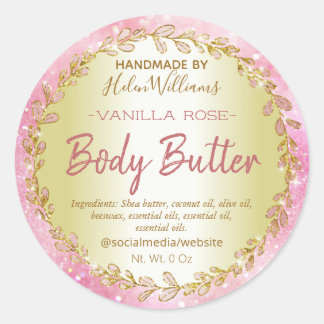 Pink Gold Glitter Body Butter Labels