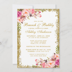 Pink Gold Glitter Bridal Shower Brunch Invite