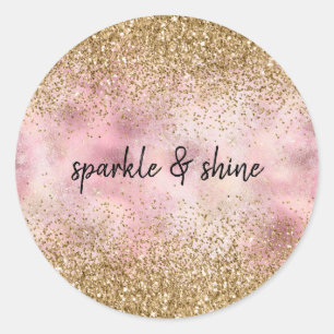 Pink Gold Glitter Classic Round Sticker