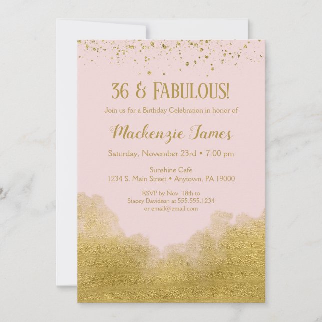 Pink Gold Glitter Confetti Birthday Invitation (Front)