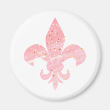 Pink & Gold Glitter Fleur de Lis Magnet