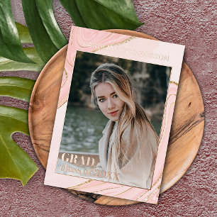 Pink Gold Glitter Foil Graduation Announcement