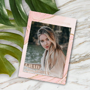 Pink Gold Glitter Foil Graduation Announcement