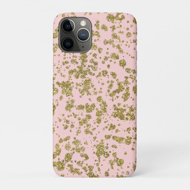 Pink & Gold Glitter Girly Glam Modern Splatter Case-Mate iPhone Case (Back)