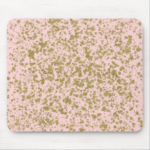 Pink & Gold Glitter Girly Glam Modern Splatter Mouse Pad