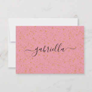 Pink Gold Glitter Glam Monogram Name Thank You Card