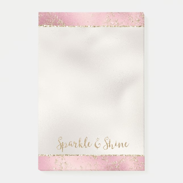 Pink Gold Glitter Glitz Sparkle   Post-it Notes (Front)