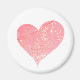 Pink & Gold Glitter Heart Magnet