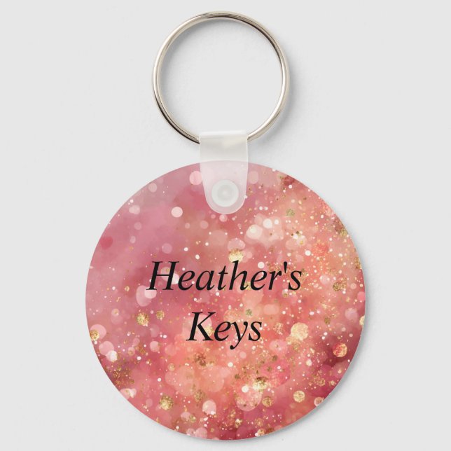 Pink & Gold Glitter  Key Ring (Front)