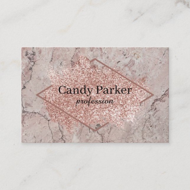 Pink gold glitter marble background vector business card (Front)