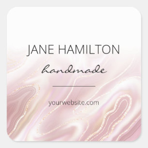 Pink Gold Glitter Marble Product Label Sticker