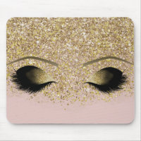 Pink & Gold Glitter Modern Glam Makeup Lashes Eyes