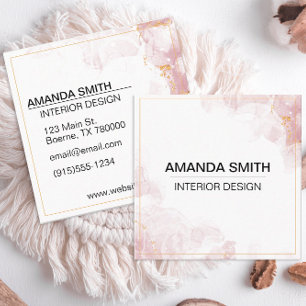 Pink Gold Glitter Modern Square Business Card