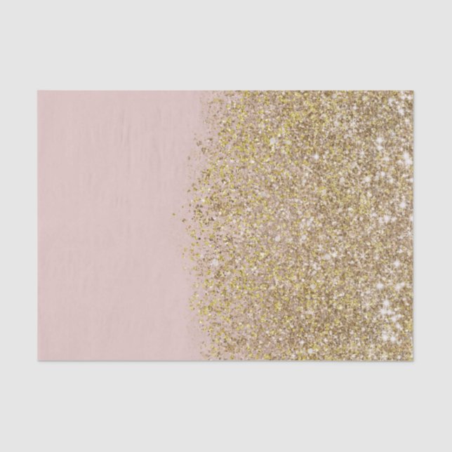 Pink & Gold Glitter Modern Trendy Glam Chic Party Tissue Paper (Front)