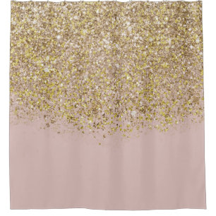 Pink & Gold Glitter Modern Trendy Glam Chic Trendy Shower Curtain