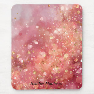 Pink & Gold Glitter Mouse Pad