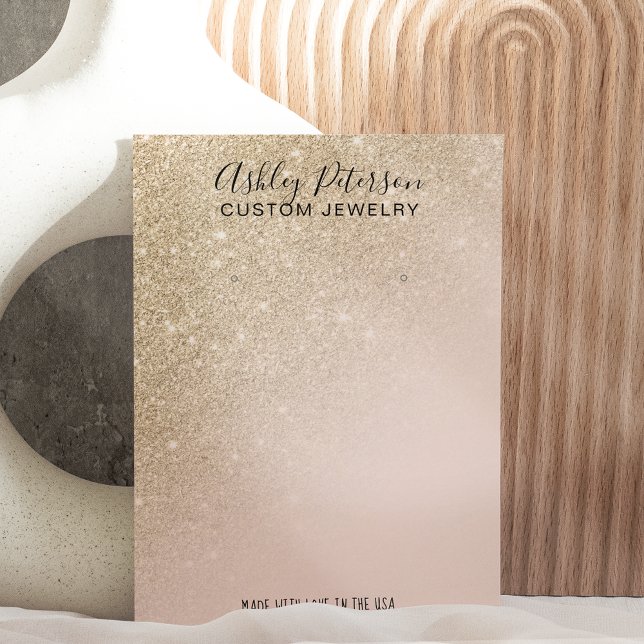 Pink  gold glitter ombre jewellery earring display business card (Creator Uploaded)