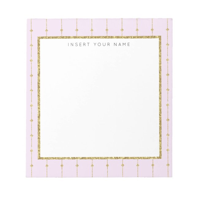 Pink & Gold Glitter Personalised Notepad 5.5" x 6" (Front)