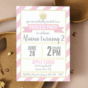 Pink Gold Glitter Princess Birthday Invitation