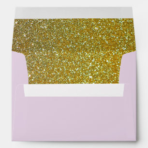 Pink Gold Glitter Return Address Envelopes