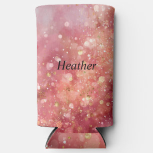 Pink & Gold Glitter Seltzer Can Cooler