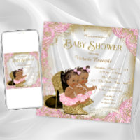 Pink Gold Glitter Shoe Twin Girl Baby Shower
