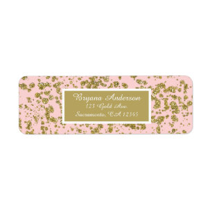 Pink & Gold Glitter Splatter Girly Glam Modern Return Address Label